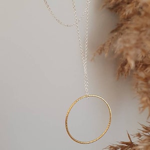 minimalistische ketting, hanger cirkel, bicolor, zilver goud afbeelding 10