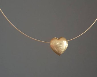 minimalistische Kette Herz Gold, filigrane Kette Herzanhänger, Silber vergoldet, goldener Brautschmuck