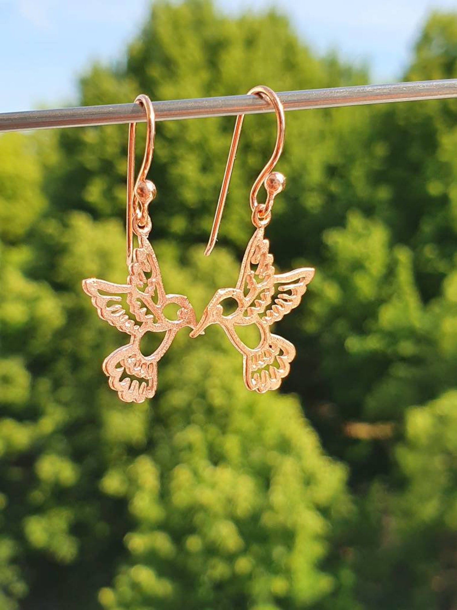 Filigrane Art Deco Rosen Ohrringe / Ohrhänger, Sterling Silber