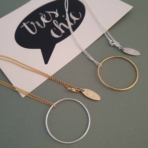 minimalistische ketting, hanger cirkel, bicolor, zilver goud KetteGoldKreisSilber