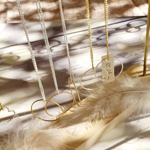 minimalistische ketting, hanger cirkel, bicolor, zilver goud afbeelding 9