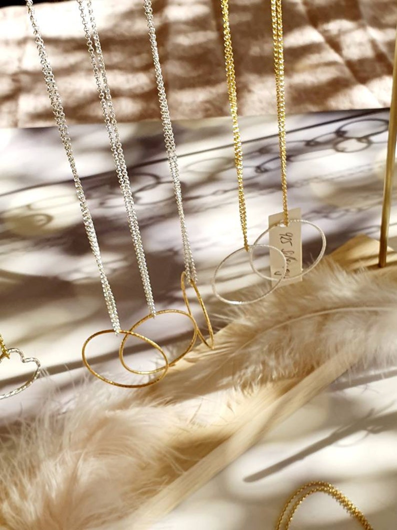 minimalistische ketting, hanger cirkel, bicolor, zilver goud afbeelding 9