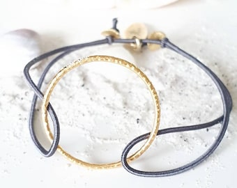 Bracelet handmade, gold circle, geometric, elastic bracelet, aha jewelry,