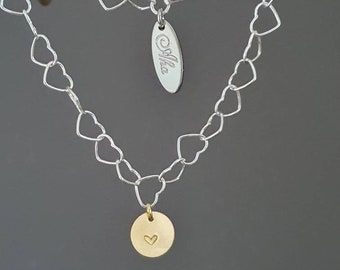 Bracelet personalized, heart bracelet silver, pendant gold, with zodiac signs, letters, heart