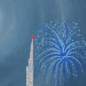 Fireworks Original Painting Surfers Paradise New Years Eve Acylic image 3