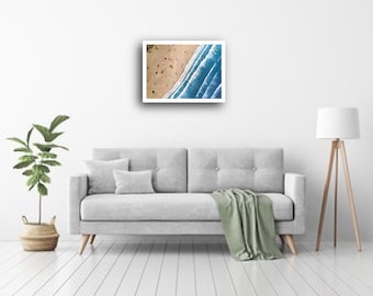 Beach overhead art.  Surfing art, Aerial view beach painting,  Large beach art original on canvas, canvas art, Australian beach painting