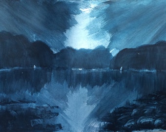 Moonlight Dreams - Original - Acrylic on Canvas Paper.