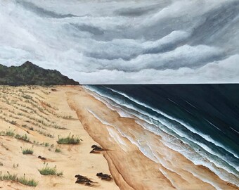 Acrylic Wall Art, Hervey Bay Queensland, Beach Ocean Art Original on Canvas, Beach Art, Australian Art, Local Art