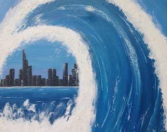 Wave Painting Textured Acylic on Canvas Surfers Paradise