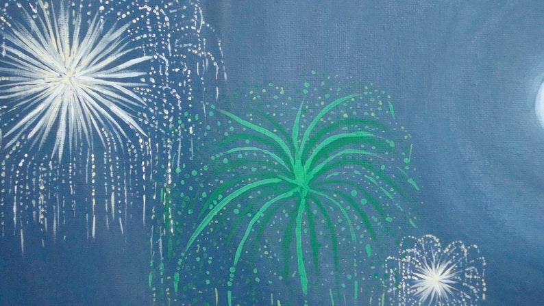 Fireworks Original Painting Surfers Paradise New Years Eve Acylic image 2