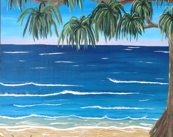 Original Acrylic Modern Vibrant Landscape Beach Painting