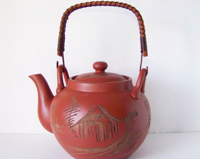 Vintage Japanese Terracotta Asian Teapot With Diffuser Etsy