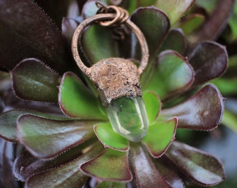 Electroform Quartz Necklace | Electroformed Crystal Necklace | Raw Gemstone Jewelry | Rough Quartz Crystal Pendant- Gifts under 50