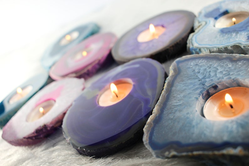 Sliced Geode Candleholder Agate Sliced Candle Holder Geode Etsy