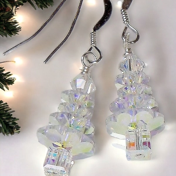 So Sparkly! Swarovski Crystal Christmas Tree Earrings or Necklace