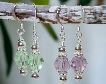 Swarovski Crystal and Silver Beaded Earrings - Choose Your Color