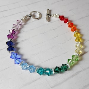 Swarovski Crystal Spectrum Rainbow Beaded Bracelet Stunning Toggle Clasp