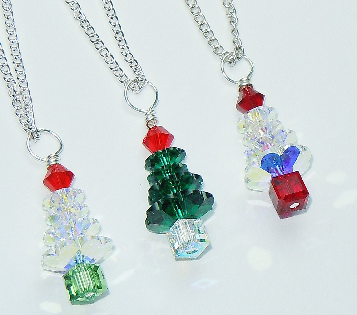 Swarovski Crystal Christmas Tree Pendant Chain Necklace Etsy Canada