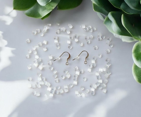 144 Clear Rubber (72 Pairs) 4mm Ear Wire Guards - Ear Nuts - Earring Backs - Stoppers
