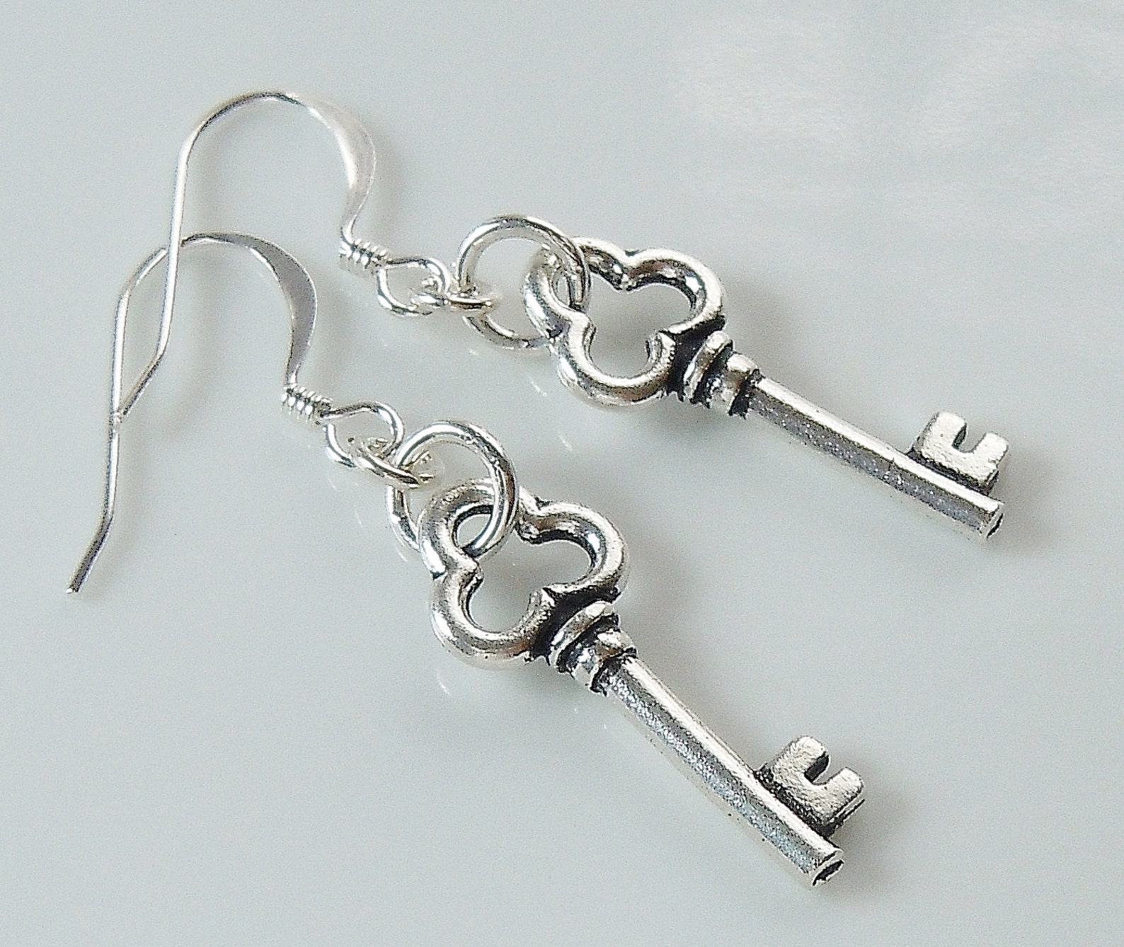 Cute Skeleton Key Drop Earrings with Swarovski Beads Etsy