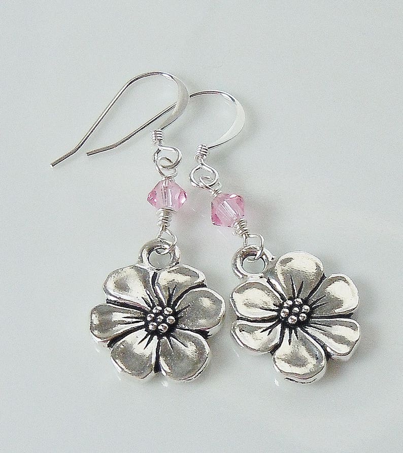 Swarovski Crystal Beaded Apple Blossom Charm Drop Earrings Etsy