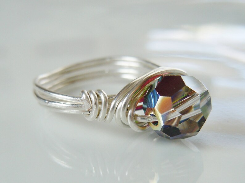Wire Wrapped Ring with Vitrail Medium Swarovski Crystal 8mm | Etsy