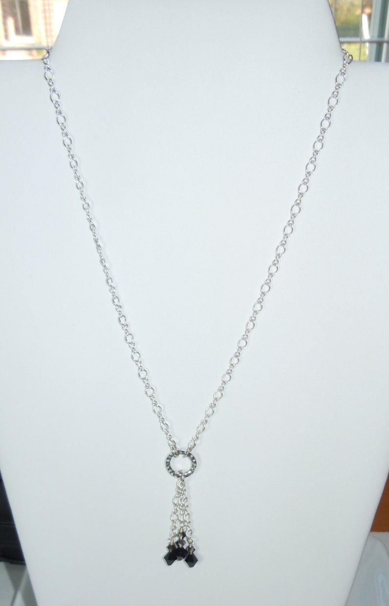 Swarovski Crystal Bead Drop Chain Necklace Black and Gray | Etsy