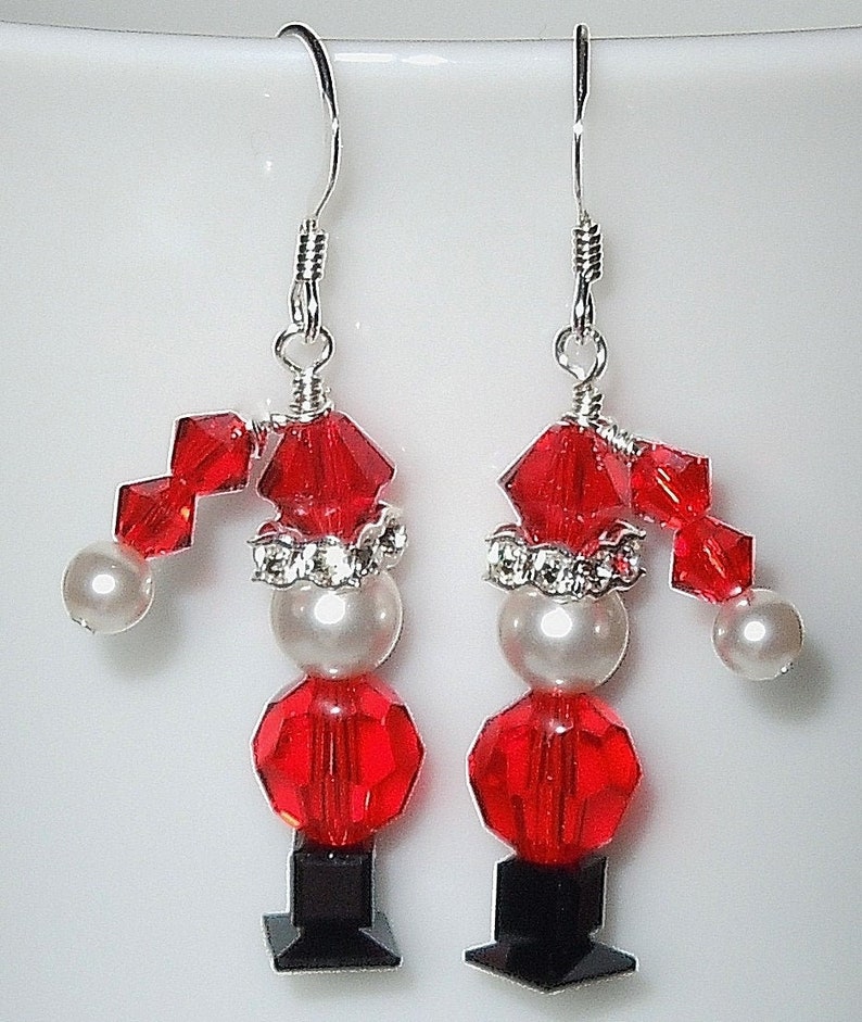 Adorable Christmas Santa Earrings Made With Swarovski Crystal | Etsy