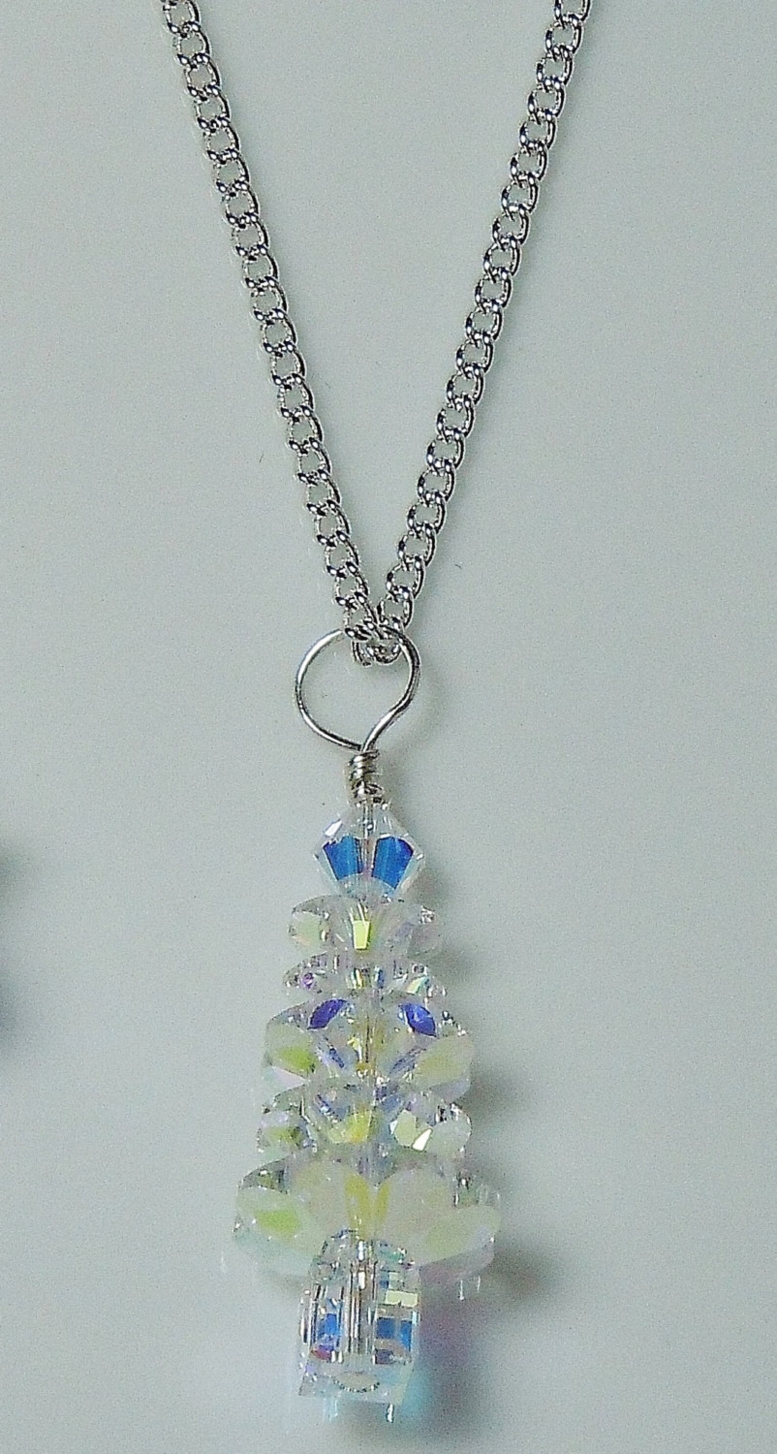Swarovski Crystal Christmas Tree Pendant Chain Necklace Etsy