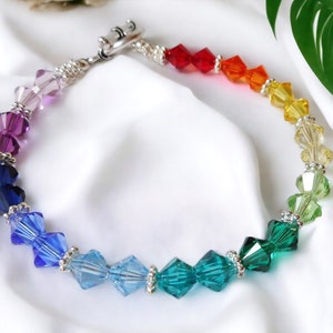 Swarovski Crystal Spectrum Rainbow Beaded Bracelet - Stunning!