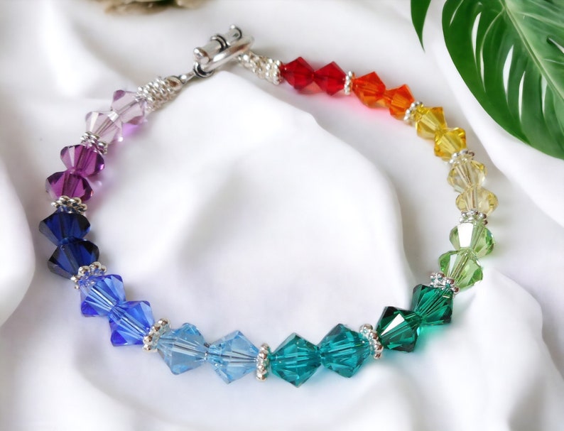 Swarovski Crystal Spectrum Rainbow Beaded Bracelet Stunning image 2