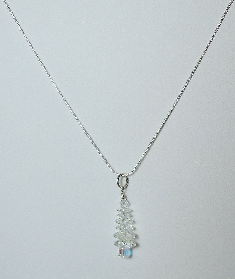 Swarovski Crystal AB Christmas Tree Pendant Necklace Etsy