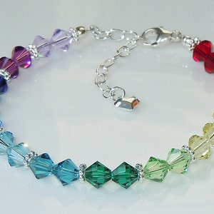 Swarovski Crystal Spectrum Rainbow Beaded Bracelet Stunning Clasp + 2in chain