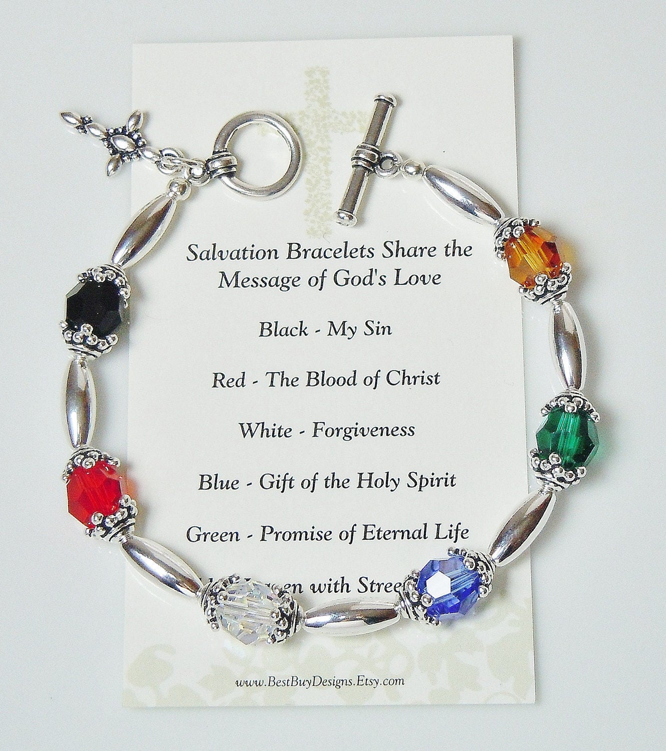 Salvation Bracelet with Swarovski & Silver Beads Sieraden Armbanden Kralenarmbanden Great Gift Idea! 