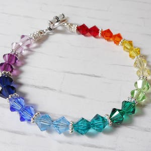 Swarovski Crystal Spectrum Rainbow Beaded Bracelet Stunning image 4