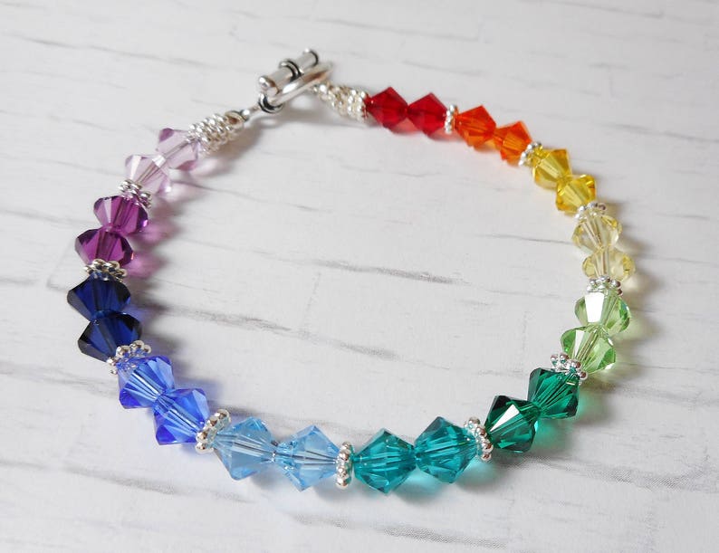 Swarovski Crystal Spectrum Rainbow Beaded Bracelet Stunning image 4