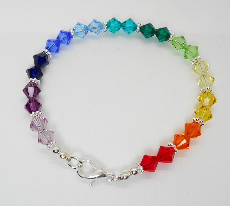 Swarovski Crystal Spectrum Rainbow Beaded Bracelet Stunning Clasp & Ring