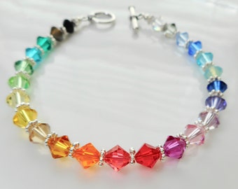 Swarovski Bicone Crystal Spectrum Rainbow Beaded Bracelet 