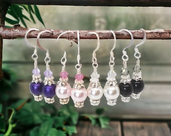 Swarovski Crystal Pearl Earrings: Sterling Silver Beaded Bridal Jewelry