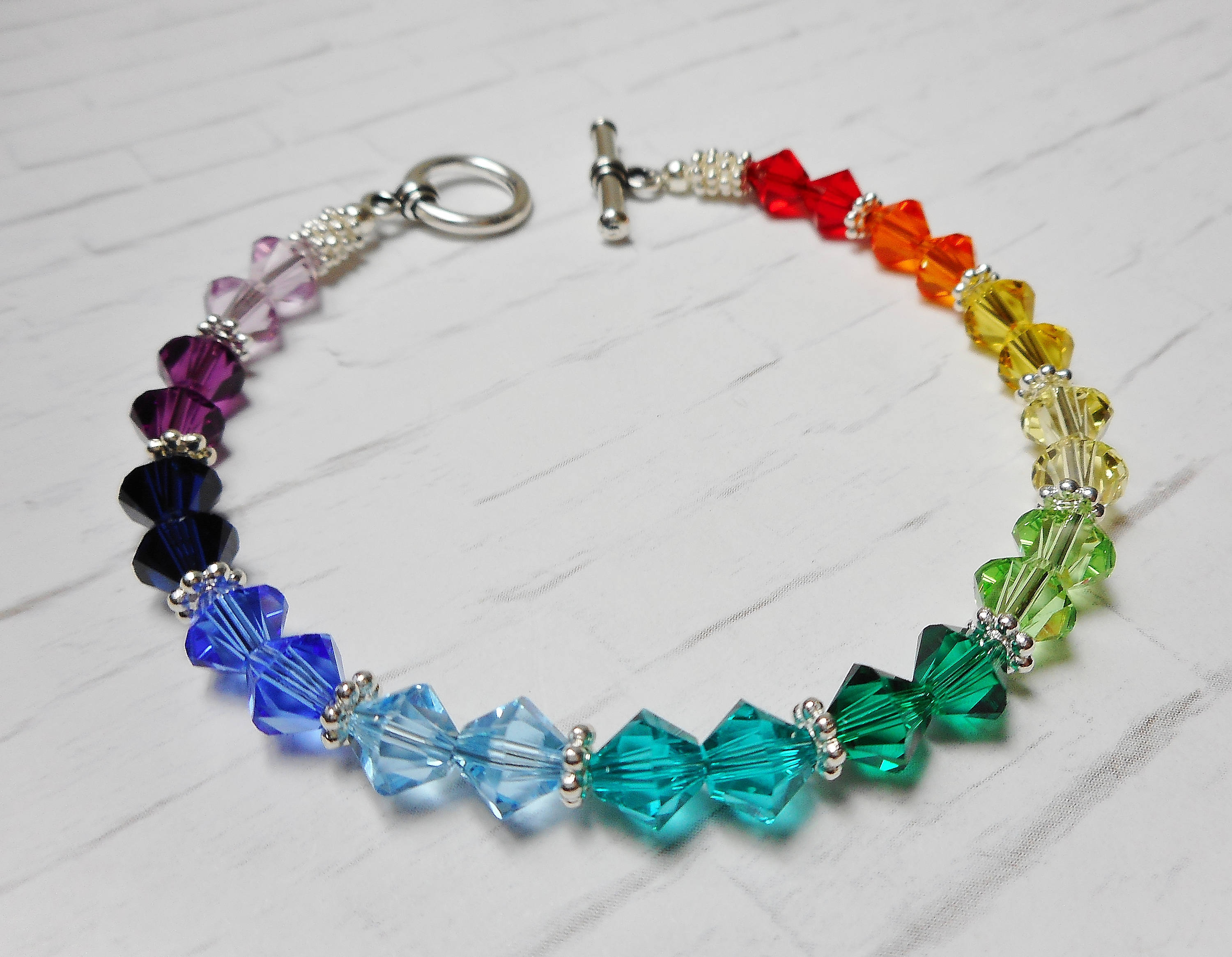 Swarovski Bicone Crystal Spectrum Rainbow Beaded Bracelet 