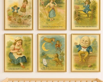 Vintage Nursery Rhyme Prints Set of 6