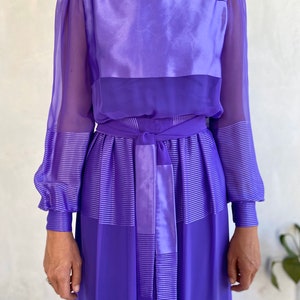 1970s Vintage Miss Elliette Silky Violet Gown Small Medium image 2