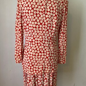 Vintage GIVENCHY 90s Jacket Blazer & Pleated Skirt Set 2 Piece Couture Red Cream Polka Dot Print image 6