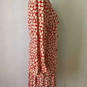 Vintage GIVENCHY 90s Jacket Blazer & Pleated Skirt Set 2 Piece Couture Red Cream Polka Dot Print image 7