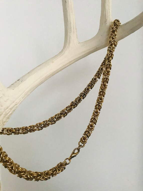 Unique Vintage Gold Tone Heavy Rope Chain Necklace - image 5