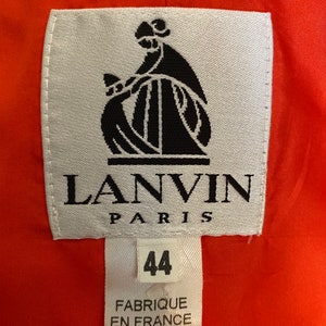 Vintage LANVIN Paris Silk Jacket Skirt Suit 2 Piece Couture Set Orange Blazer & Skirt image 10