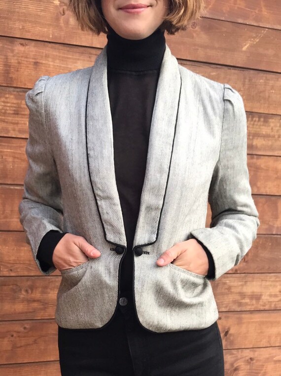 Vintage Black & White Tuxedo style Blazer - Small - image 7