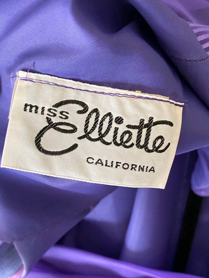 1970s Vintage Miss Elliette Silky Violet Gown Small Medium image 9