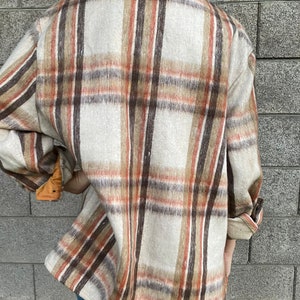 60s Vintage Mohawk Overshirt Button up Plaid Flannel Oversized Wool Linen Shirt image 7