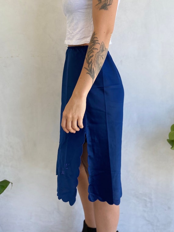 Vintage 90s Silky Navy Half Slip Skirt - Small - … - image 3